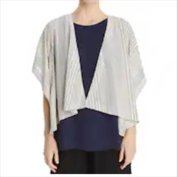 Eileen Fisher Tops - Eileen Fisher Striped silk kimono open front size large